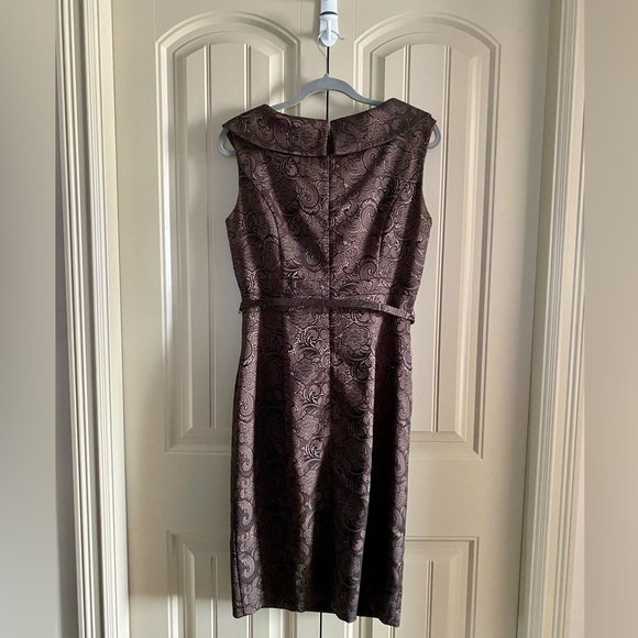 Le Chateau Jacquard Bronze Black Tailored Cocktail Dress - Picture 3 of 12
